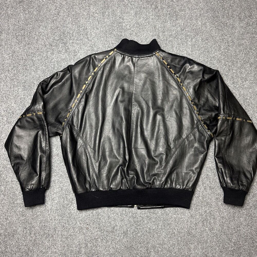 Vintage Z Cavaricci Black Leather Bomber Jacket Women’s Size Medium - Picture 3 of 8